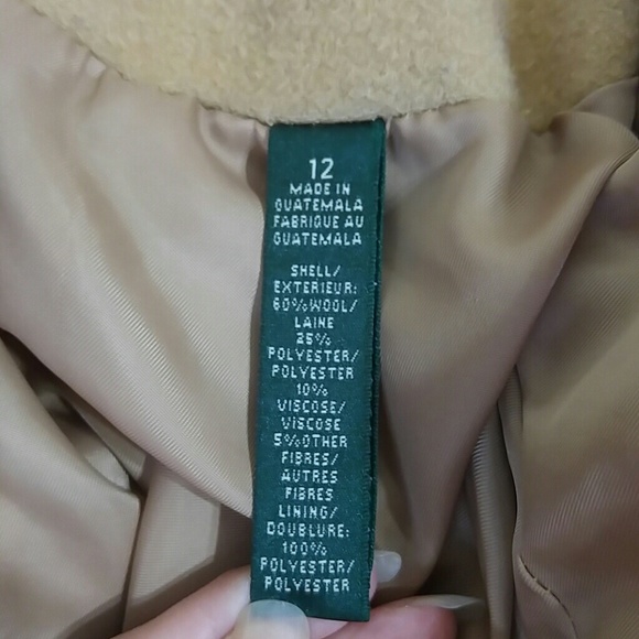Lauren Ralph Lauren wool blend camel pea coat size 12 - Picture 5 of 7